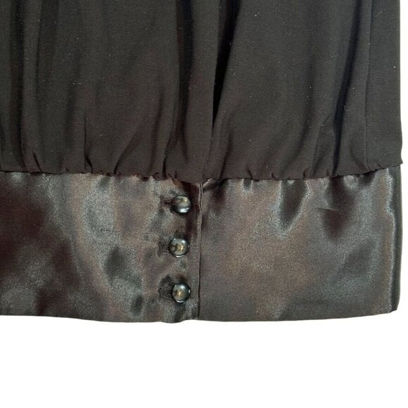 Creative Design‎ Works Black Blouse W/ Satin Trim & Buttons Women Small Dressy - Picture 5 of 11